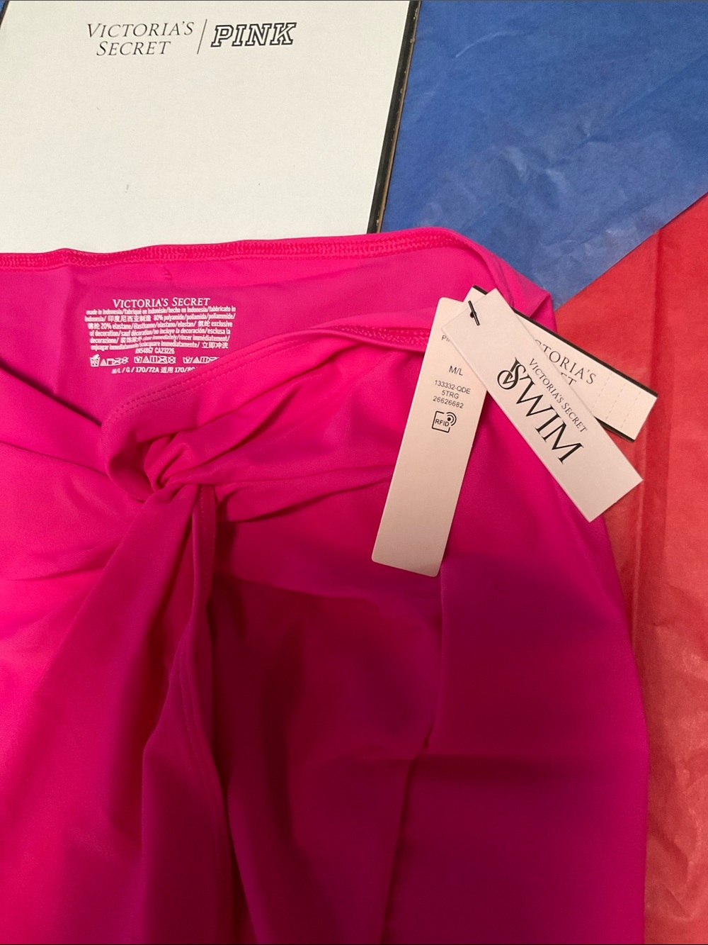 🍄 Victoria's Secret PINK Hot Pink Swim Sarong Cover-Up - Picture 2 of 7